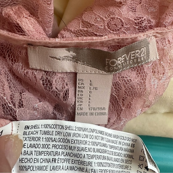 Forever21 pink sheer lace top L - Picture 15 of 16